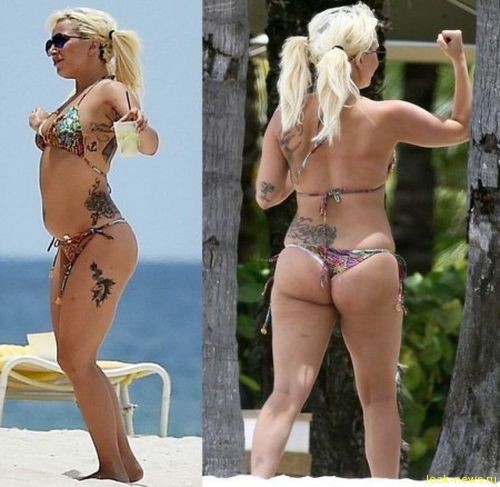 Леди Гага засветила на Багамах лишние килограммы